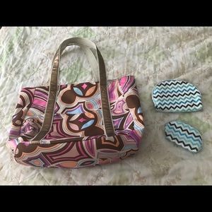 Two purse/tote clutch trio sets